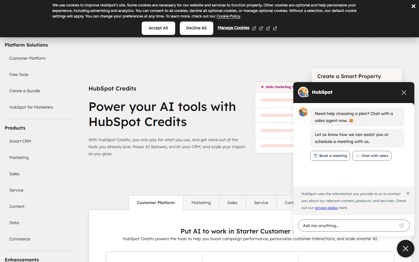 Clearbit Breeze Intelligence pricing page showing credit-based plan tiers for 2026