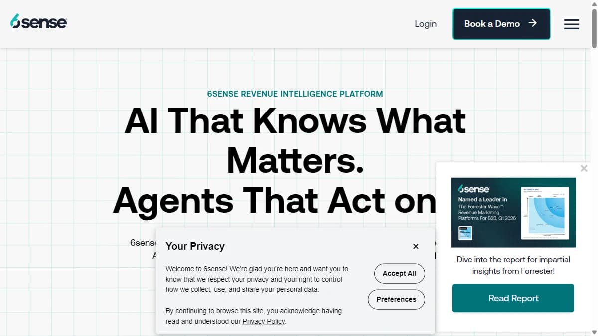 6sense Revenue AI platform -- 6sense predictive intent scoring and ABM orchestration for enterprise teams