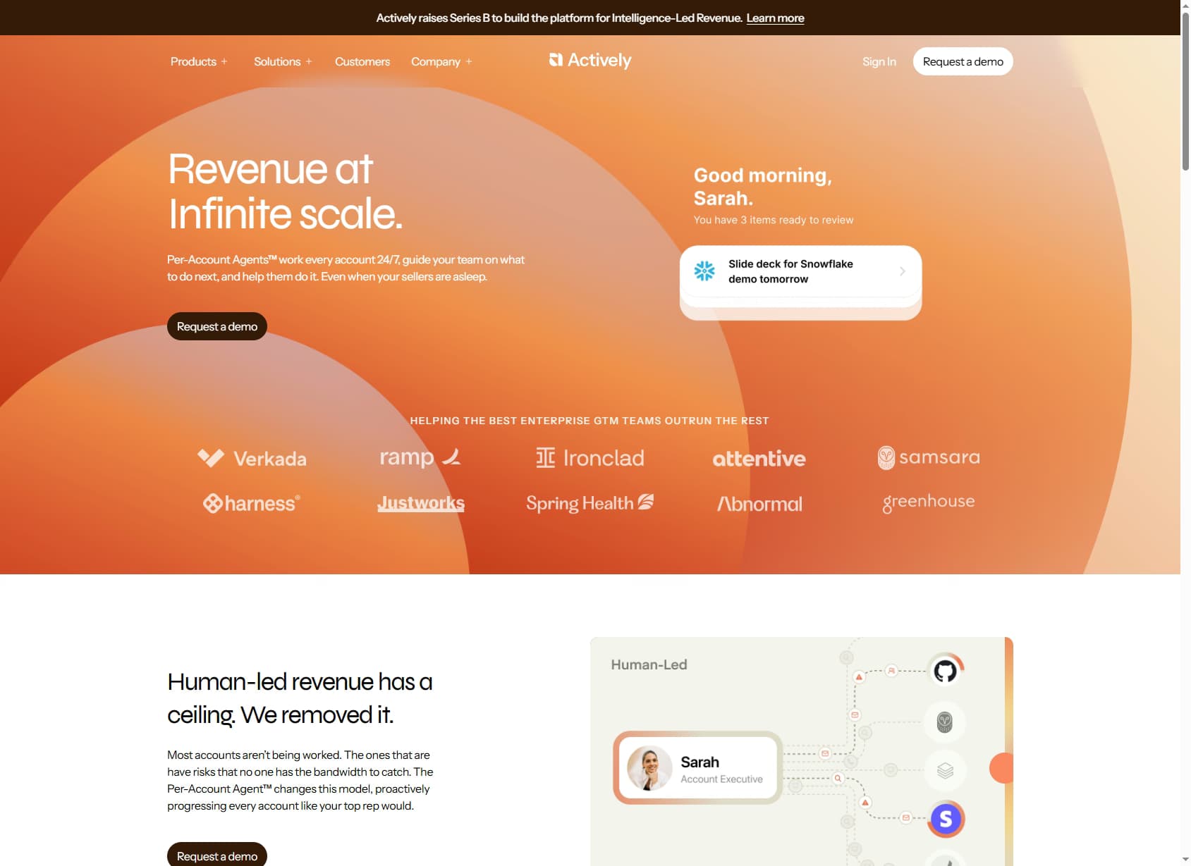 Actively AI homepage — AI-driven account prioritization for B2B revenue teams