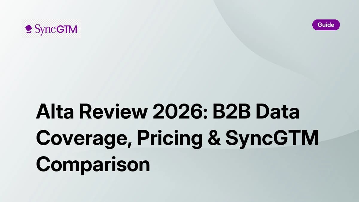 Alta Review 2026 — AI GTM agents, data coverage, pricing, and SyncGTM comparison