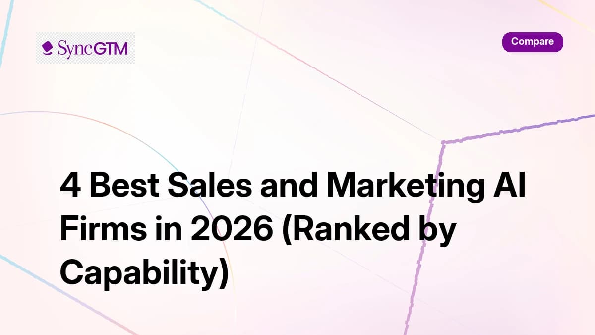 4 best sales and marketing AI firms ranked by capability for 2026 — SyncGTM, Clay, Artisan, Conversica