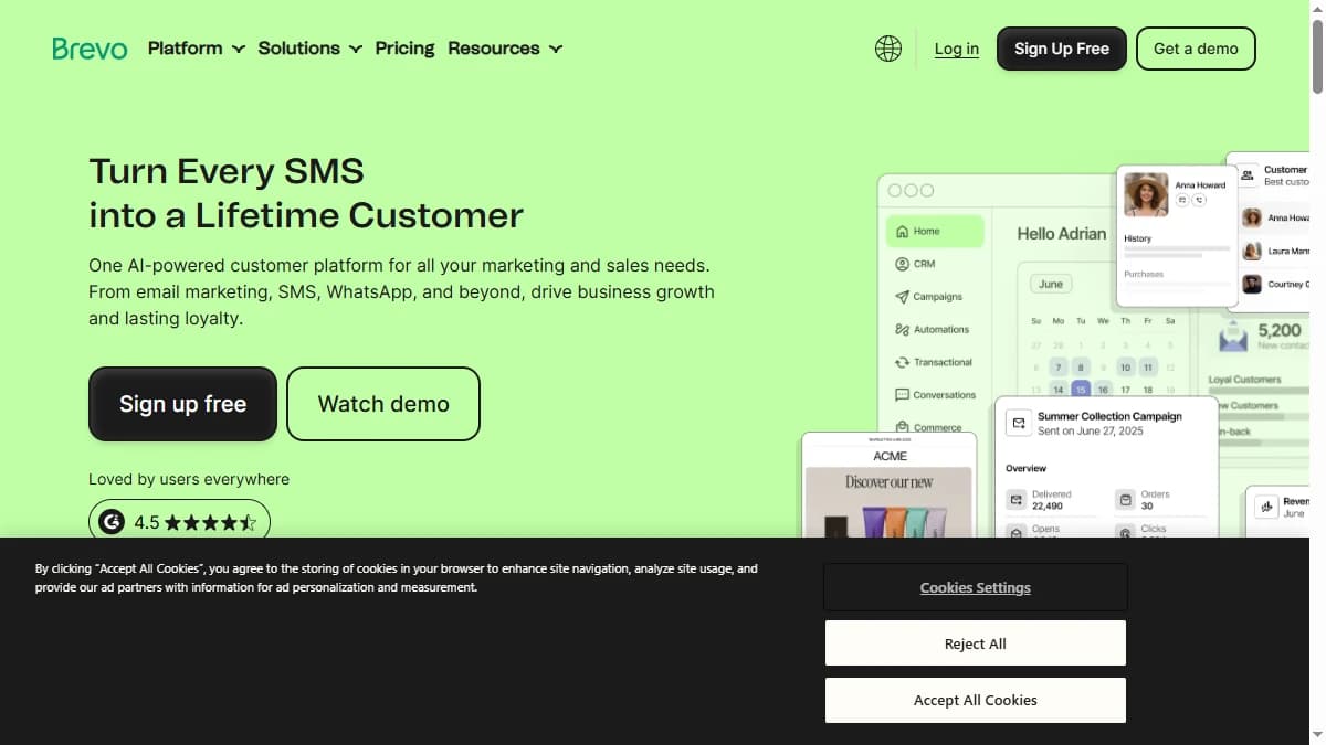 Brevo - Budget-conscious B2B teams that want multichannel direct marketing in one tool