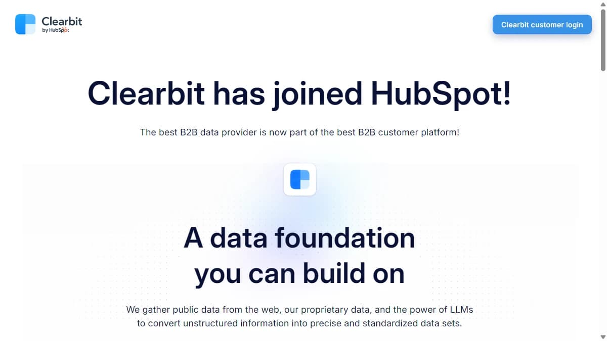 Clearbit Connect homepage — free Gmail-native email finder as Name2Email alternative