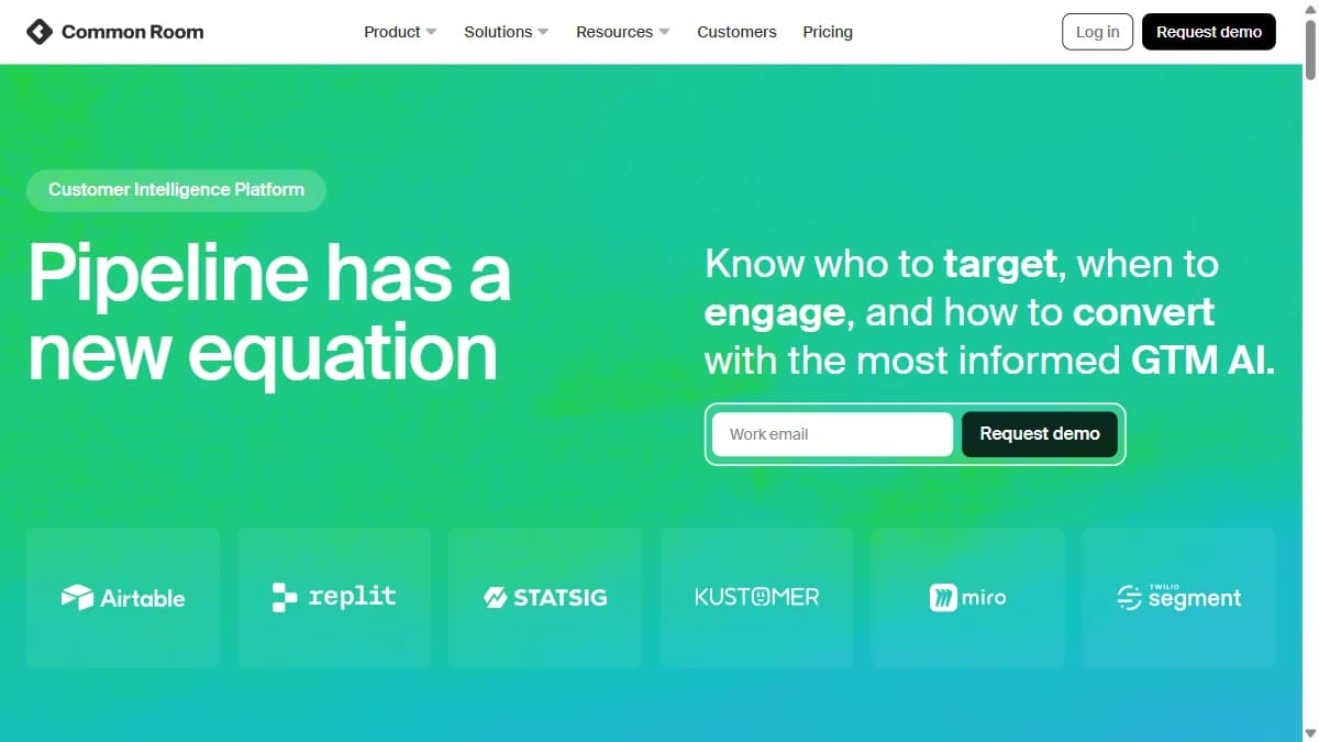 Common Room customer intelligence homepage — Factors.ai alternative for person-level signals beyond the website