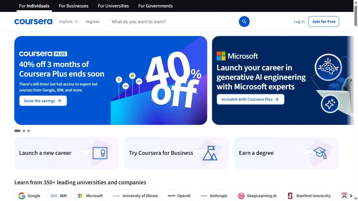 Coursera and LinkedIn Learning screenshot
