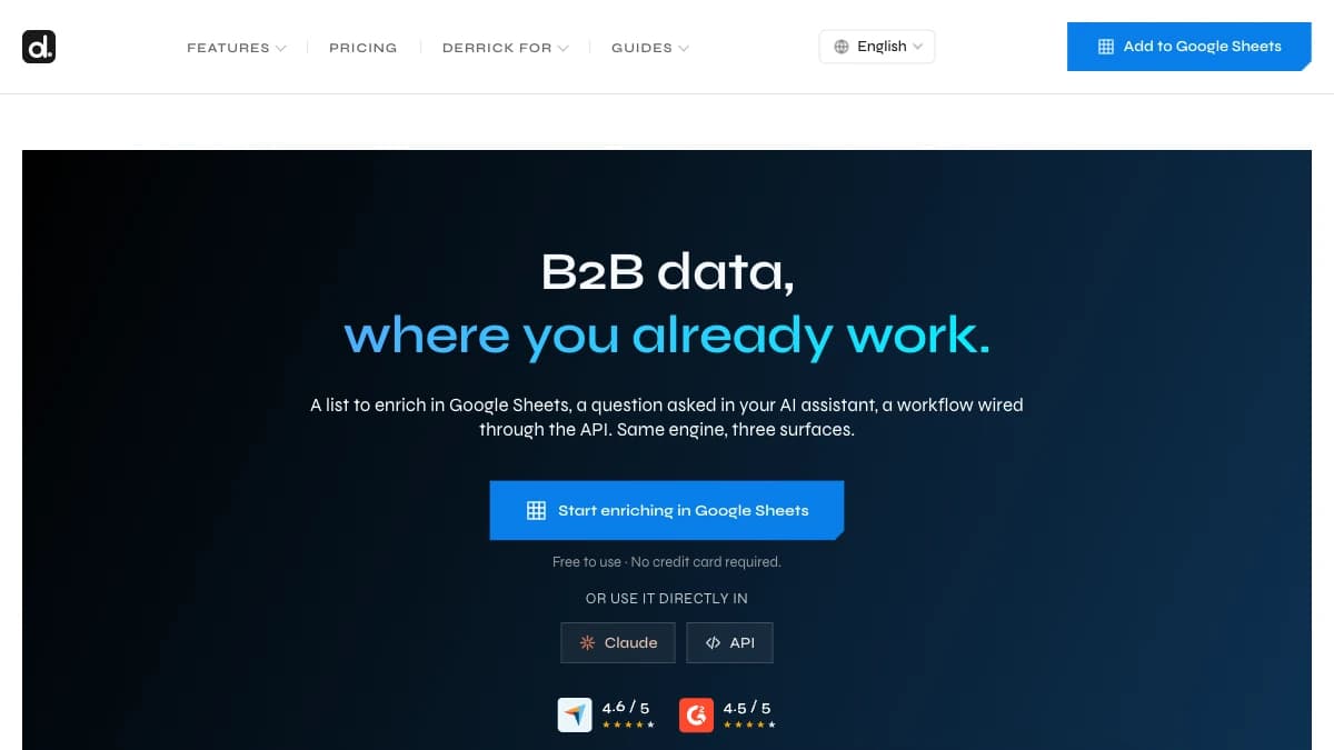 Derrick - Teams that want fast, low-volume LinkedIn profile lookups without managing scraping infrastructure