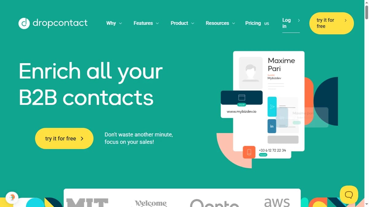 Dropcontact GDPR-compliant enrichment platform — waterfall contact provider for European B2B data