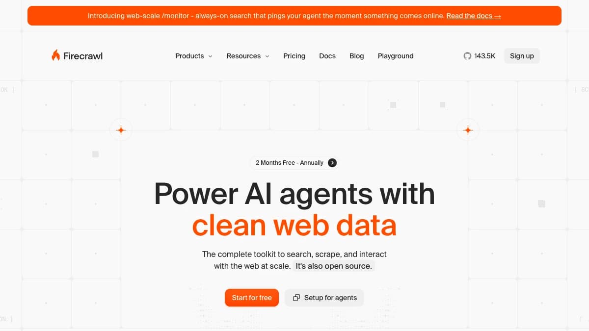 Firecrawl homepage — web scraping API for AI applications and LLM workflows