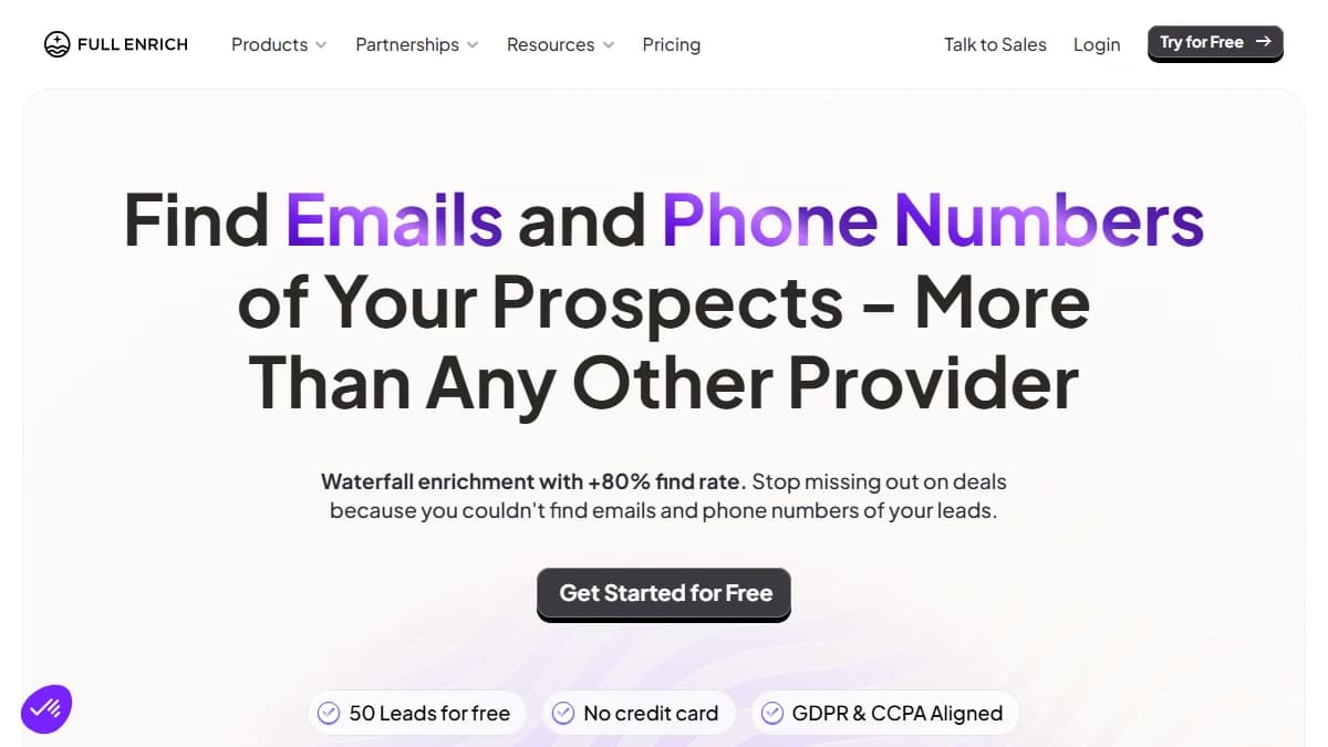 FullEnrich waterfall email enrichment interface — FullEnrich alternative to Databar