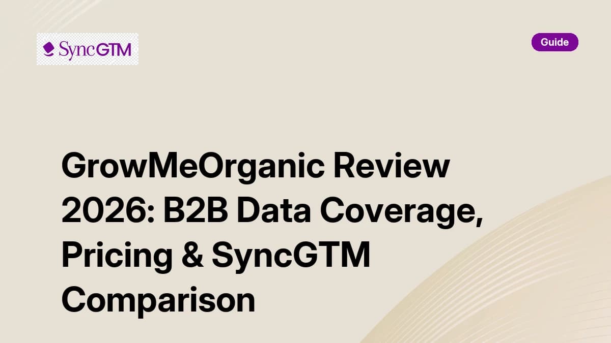 GrowMeOrganic Review 2026 — B2B data coverage, pricing, and SyncGTM comparison