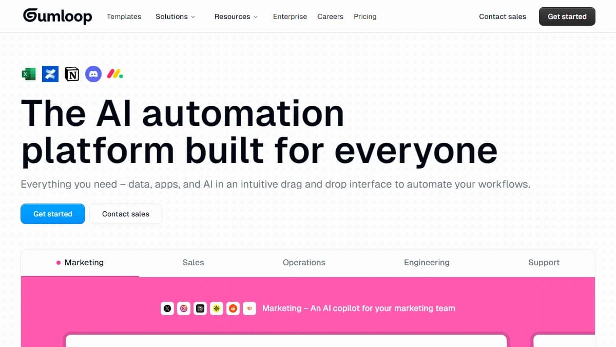 Gumloop AI workflow automation builder interface — Gumloop alternative to Clay