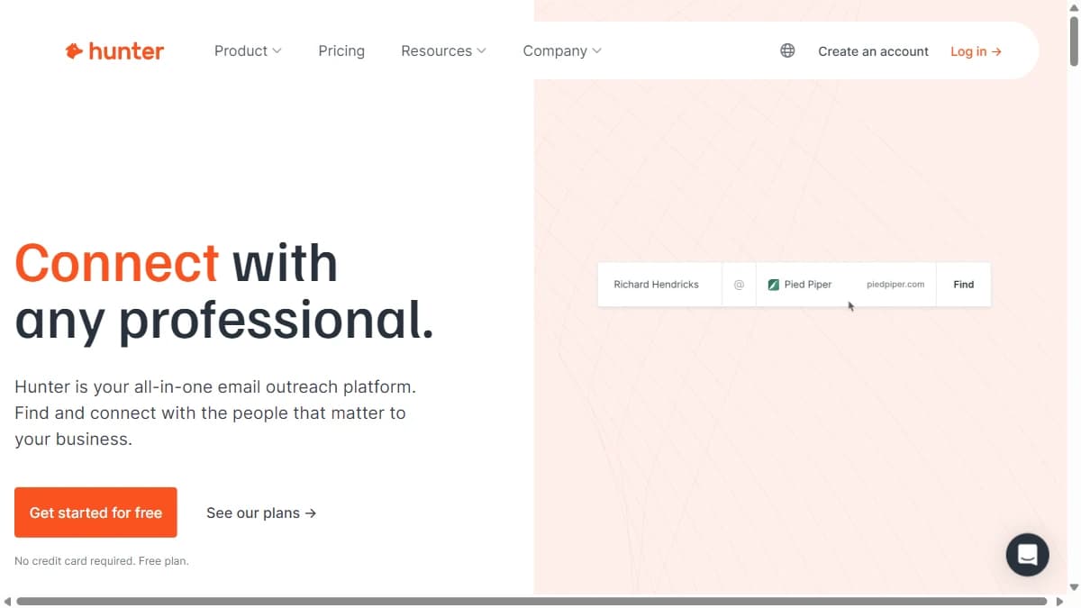 Hunter.io - Domain-first email finding and verification with flat, unlimited-user pricing
