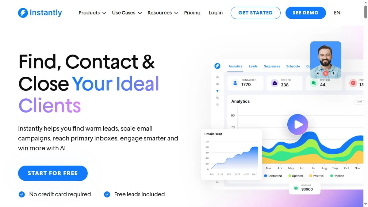 Instantly.ai - High-volume cold email across many inboxes, priced by volume instead of seats