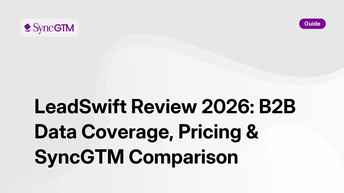 LeadSwift Review 2026 — B2B data coverage, pricing, and SyncGTM comparison