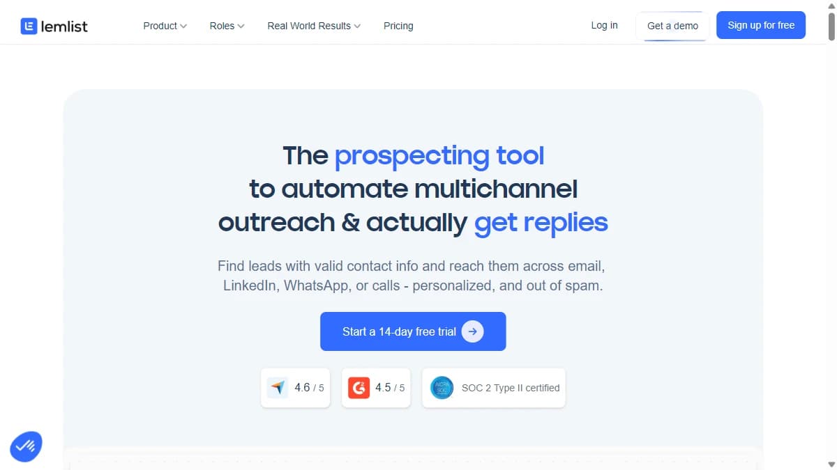 Lemlist multi-channel outreach platform -- personalized email, LinkedIn, and calling sequences for B2B sales teams