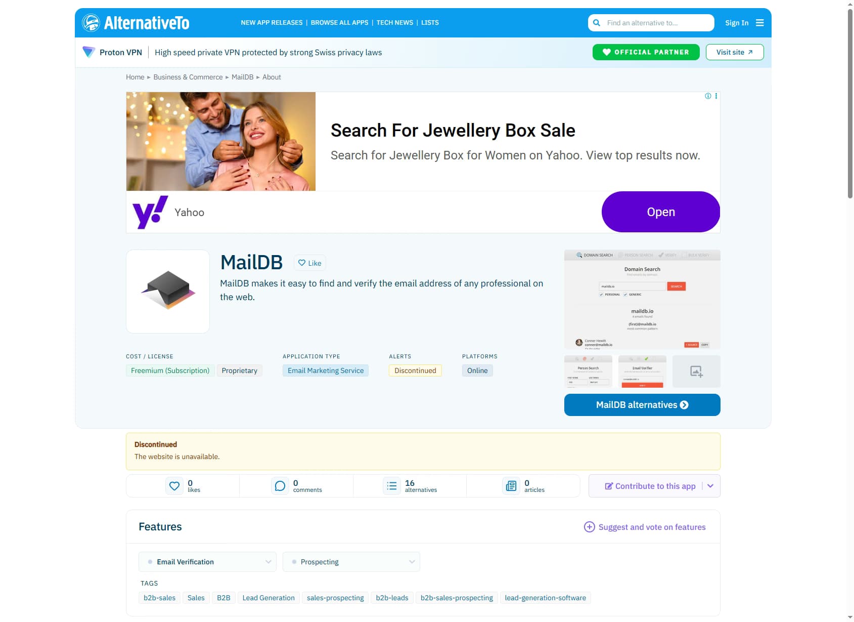 MailDB email finder — domain search and person search for B2B prospecting 2026