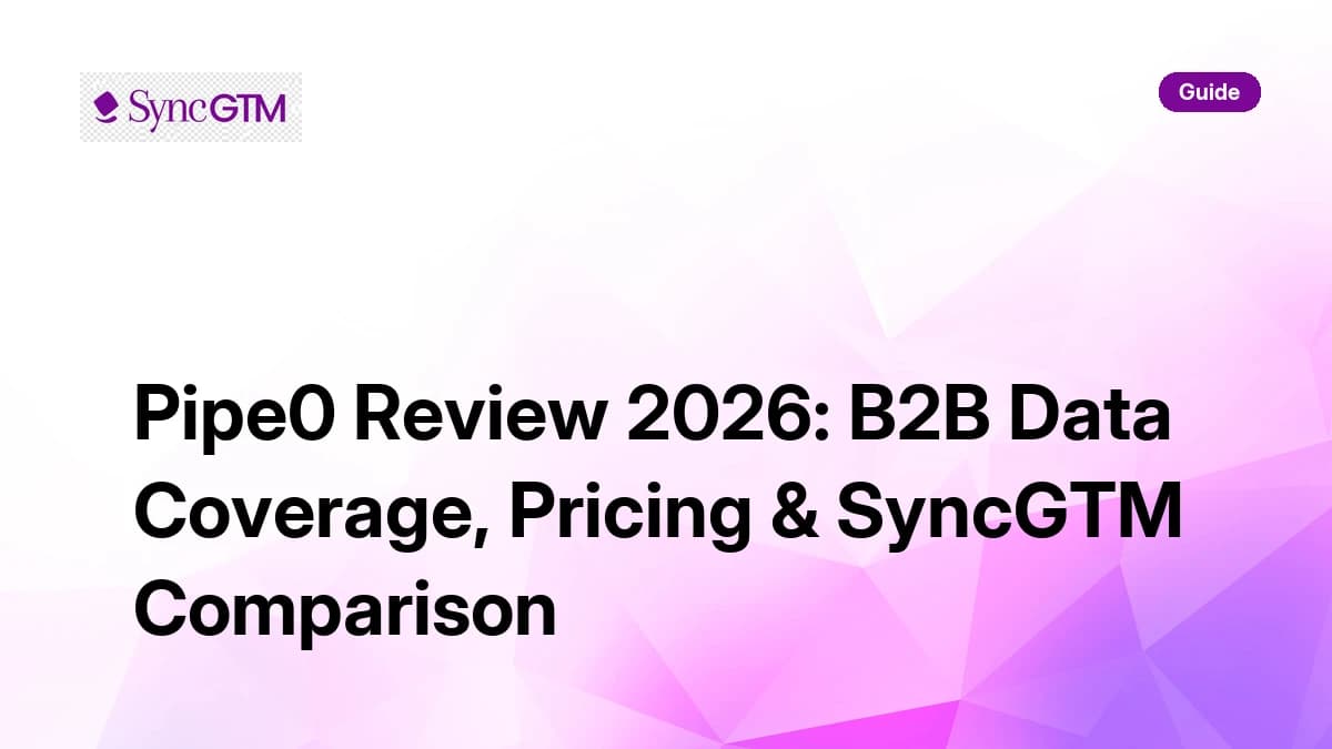 Pipe0 Review 2026 — B2B Data Coverage, Pricing and SyncGTM Comparison