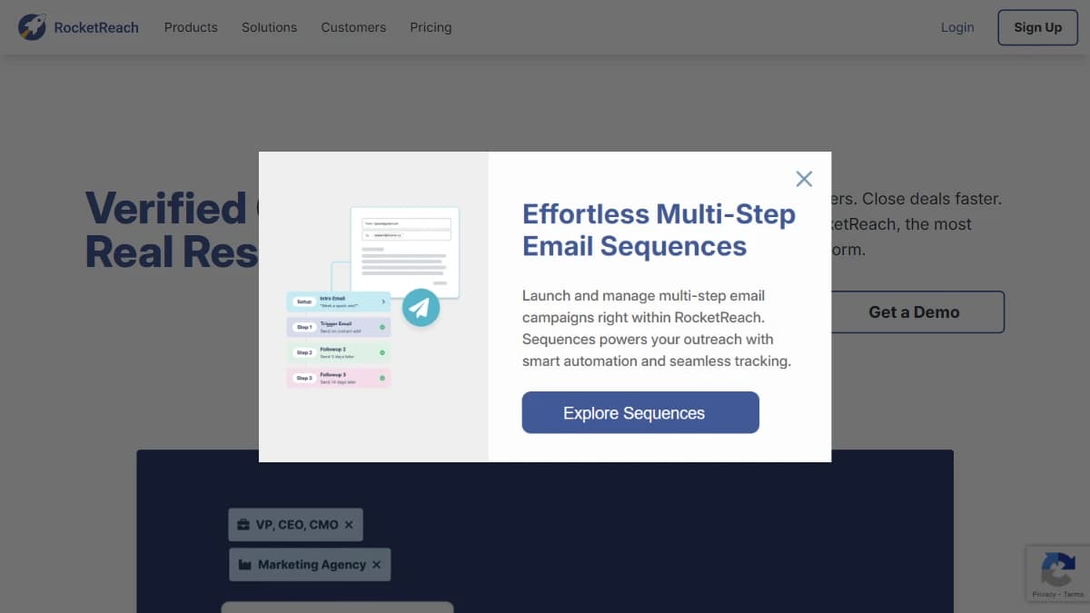 RocketReach email and phone lookup platform -- 700M+ profiles with 99% email deliverability and bulk lookup API