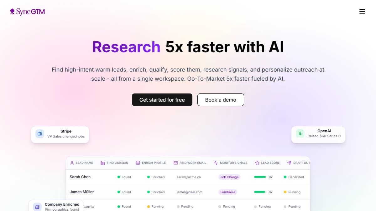 SyncGTM enrichment and GTM workflow interface — SyncGTM alternative to Databar