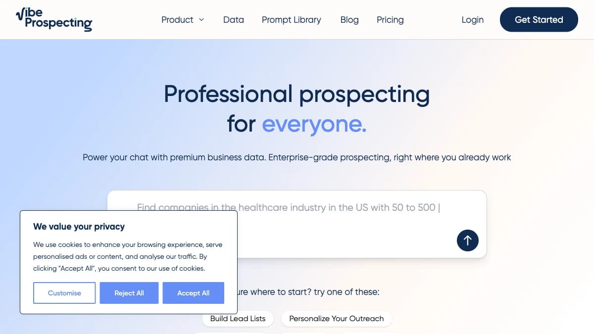 Vibe Prospecting - Teams that want a free, high-volume lead discovery layer inside ChatGPT