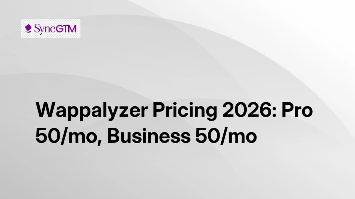 Wappalyzer review 2026 pricing — Pro $250/mo, Business $450/mo, Enterprise custom pricing tiers for technographic prospecting