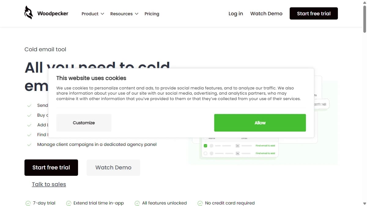 Woodpecker cold email platform -- simple cold email tool with A/B testing, deliverability monitoring, and agency panel