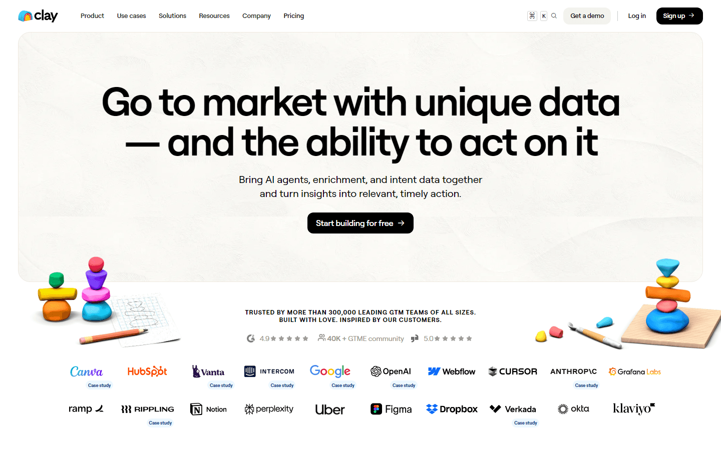 Clay review 2026 — homepage and main product interface