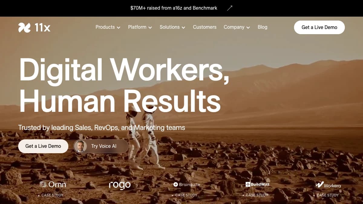 11x AI Alice enterprise SDR agent homepage — best AI agent for outbound sales at scale