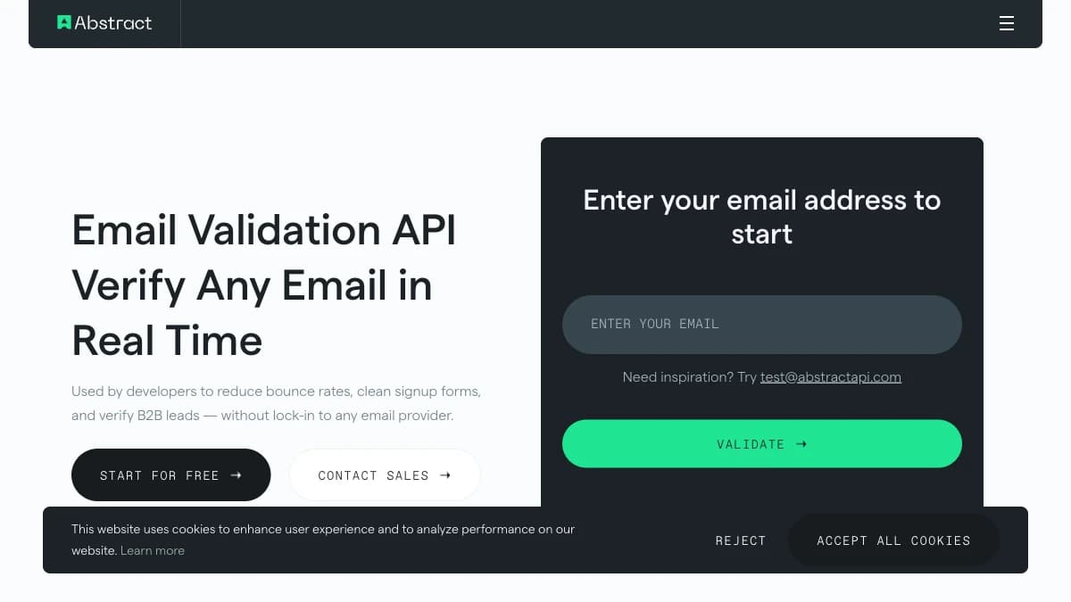 AbstractAPI email validation API product page — developer-first MailboxValidator alternative