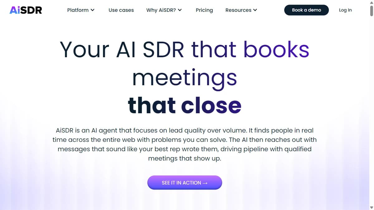 AiSDR platform dashboard — AiSDR autonomous sales development representative software