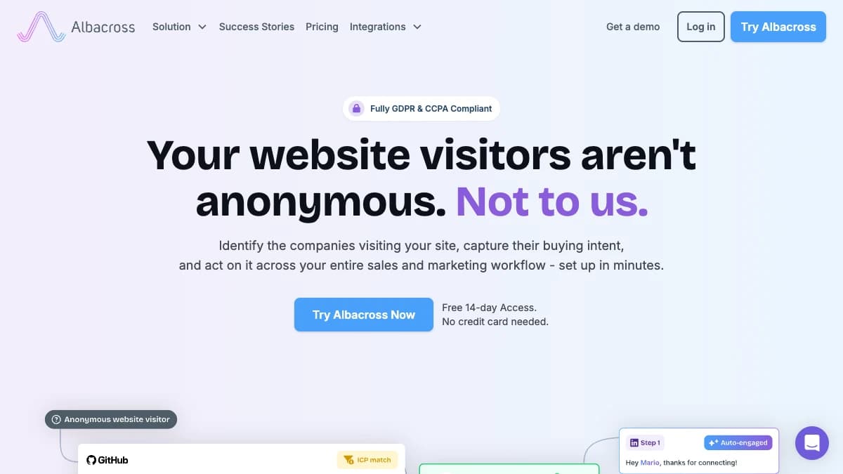 Albacross - Budget-conscious European or EMEA-focused teams that want visitor ID plus built-in outreach