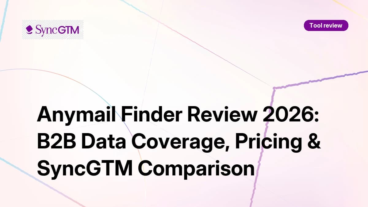 Anymail Finder Review 2026 — B2B data coverage, pricing, and SyncGTM comparison