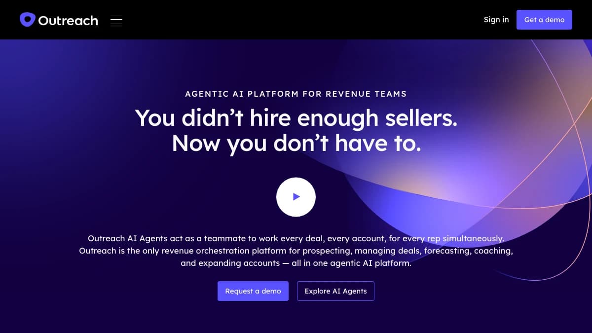 Outreach homepage, agentic AI platform for revenue teams — Apollo vs Outreach comparison 2026
