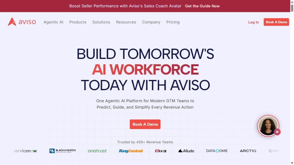 Aviso revenue orchestration platform — WinScore AI forecasting interface for B2B sales teams
