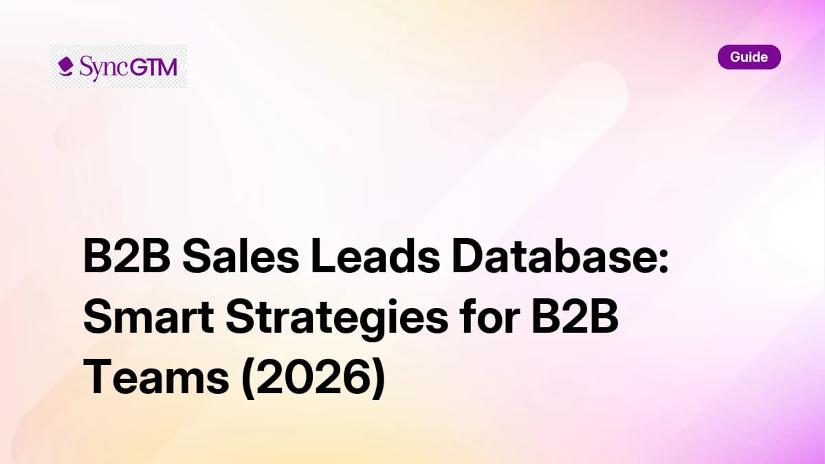 B2B sales leads database strategies and tools for GTM teams — SyncGTM guide