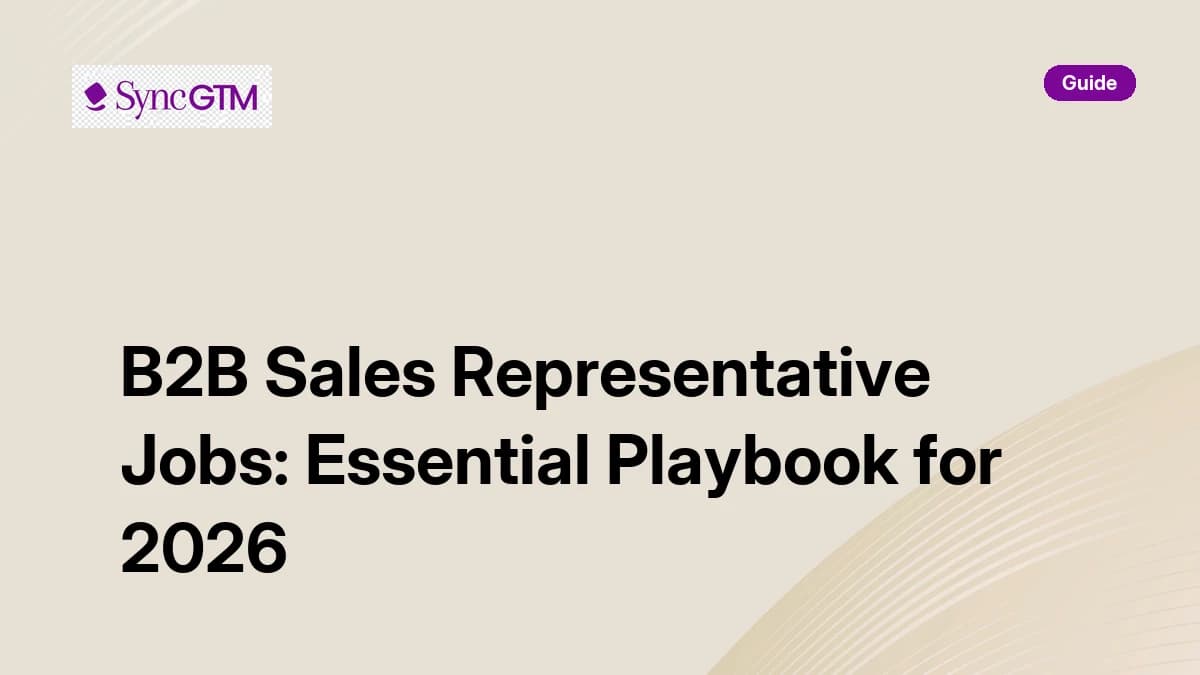 B2B sales representative jobs — playbook for 2026