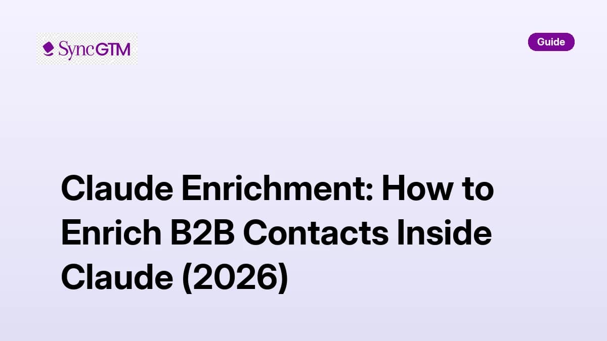 Claude enrichment — enriching a B2B contact with verified email, mobile, tech stack, and intent signals inside Claude Code via SyncGTM MCP