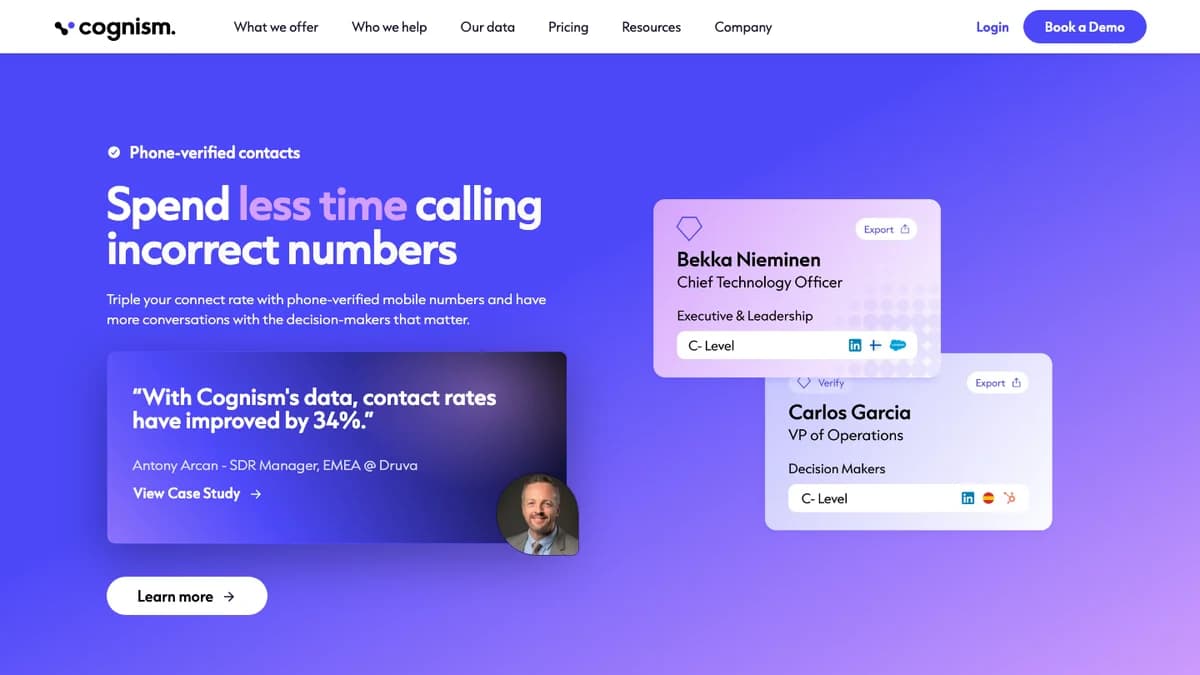 Cognism Diamond Data phone verification — Cognism as an Entelo alternative for GDPR-compliant B2B data