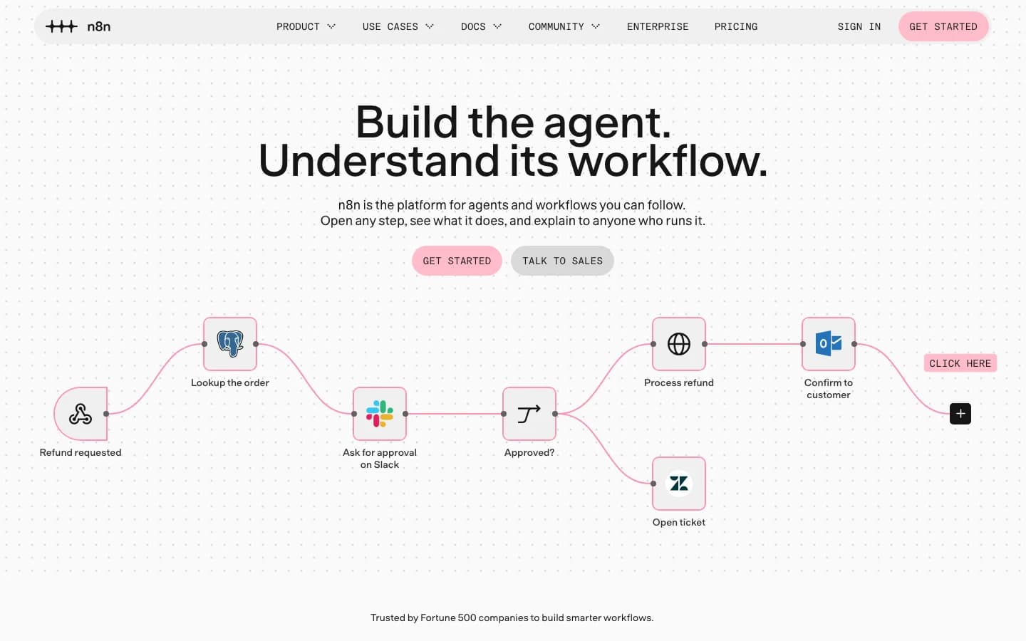 n8n homepage: self-hosted workflow automation as a Deepline alternative for scheduled GTM workflows