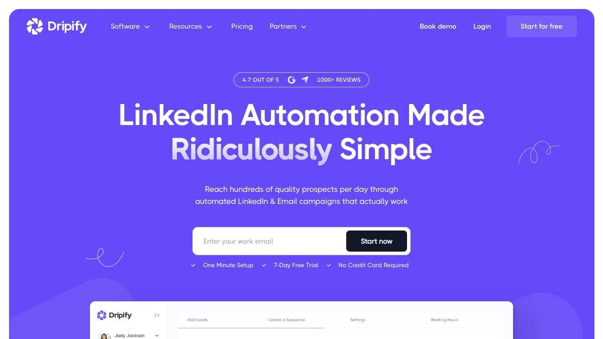 Dripify homepage — LinkedFusion alternative for simple LinkedIn drip campaigns