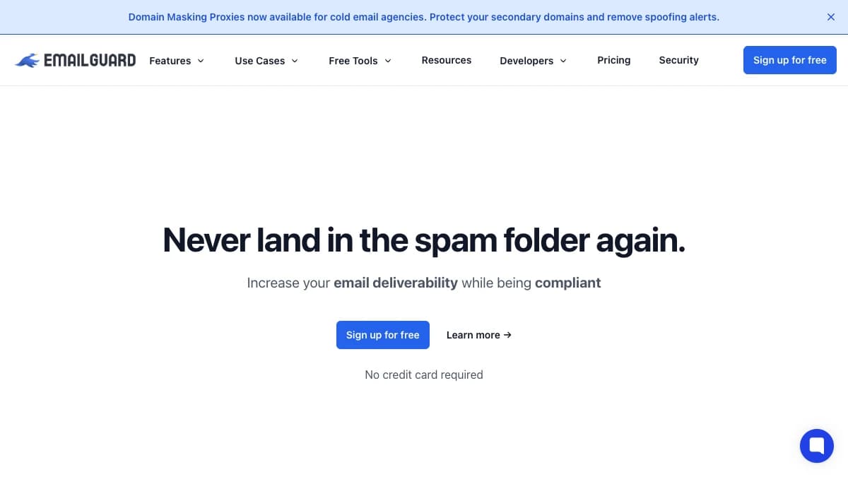 EmailGuard homepage inbox placement and blacklist monitoring, deliverability test for cold email agencies