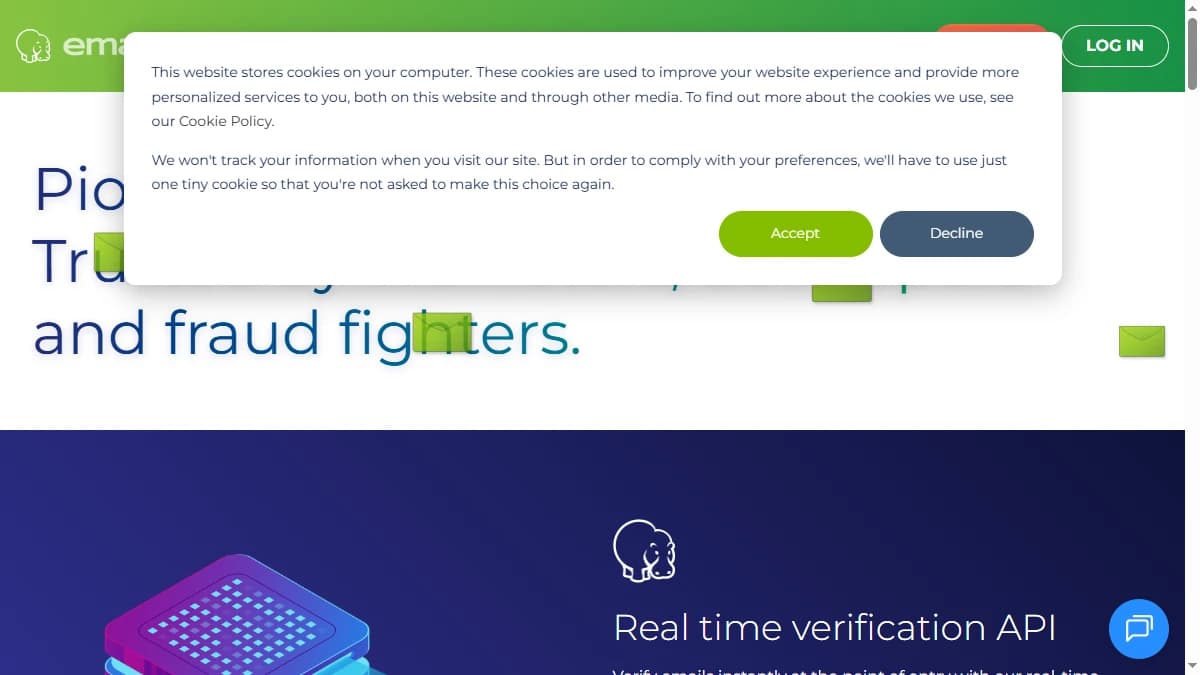 Email Hippo homepage — email verification for marketers and fraud fighters
