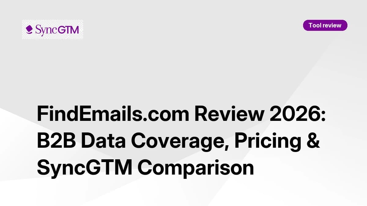 FindEmails.com Review 2026 — data coverage, pricing, and SyncGTM comparison