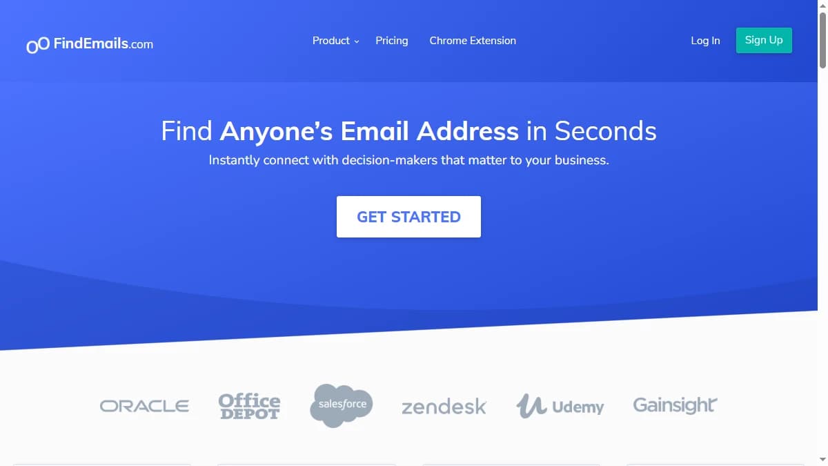 FindEmails.com homepage — single-source email finder and verifier evaluated for B2B prospecting in 2026