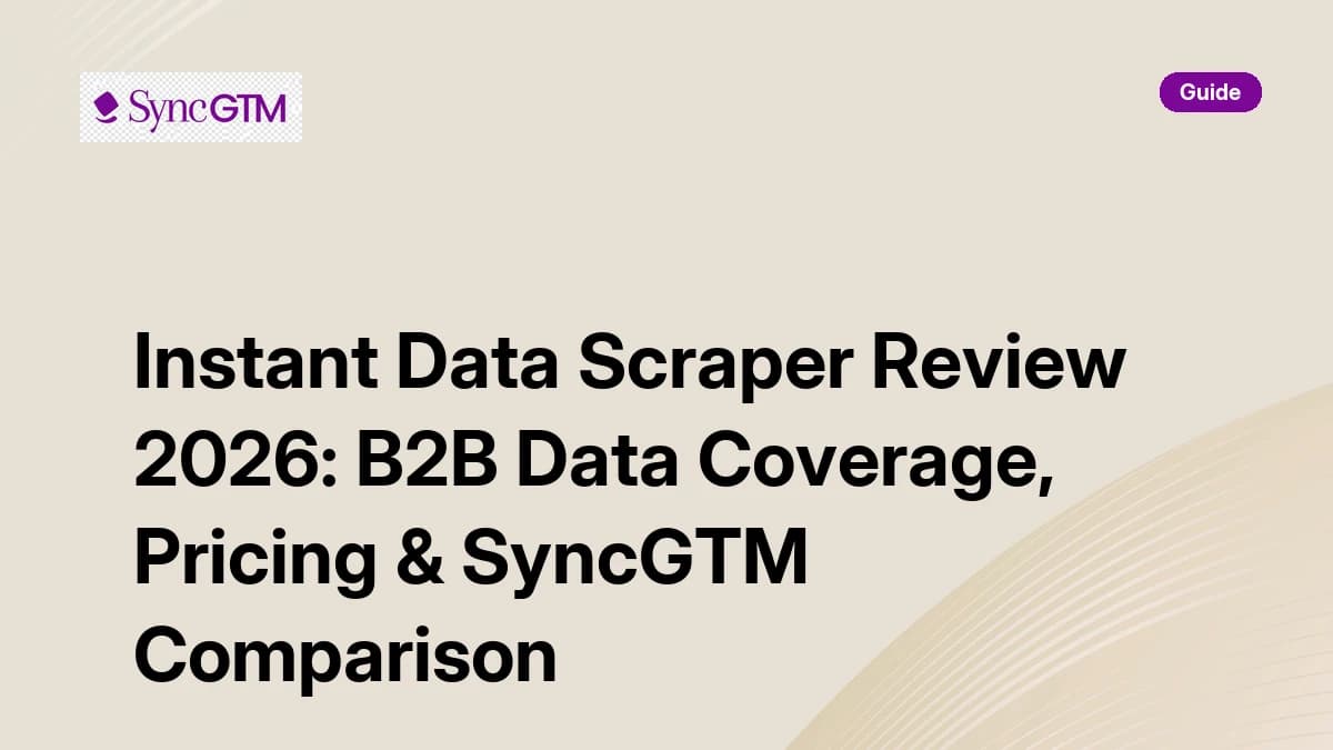 Instant Data Scraper Review 2026 — B2B data coverage, pricing, and SyncGTM comparison