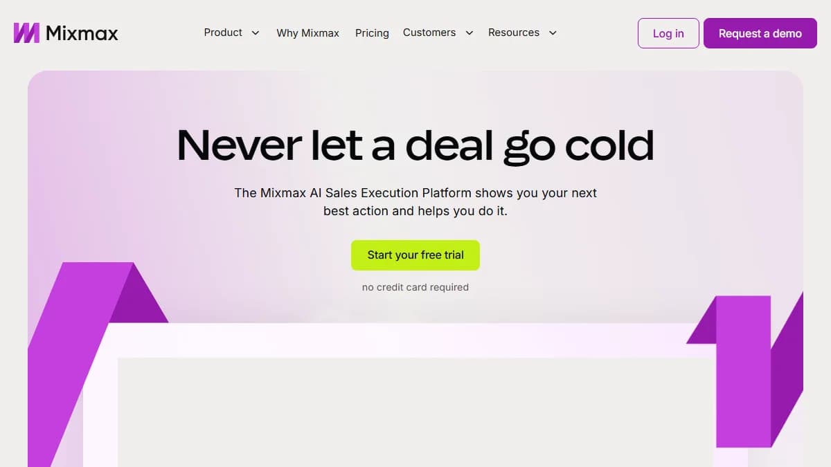Mixmax homepage showing Gmail-native sales engagement platform with email tracking, sequences, and one-click scheduling in 2026