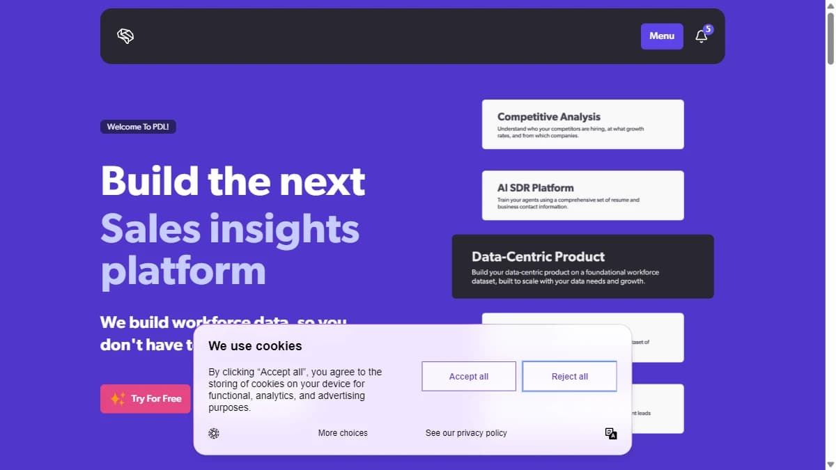 People Data Labs homepage — baseline for PDL alternative comparison