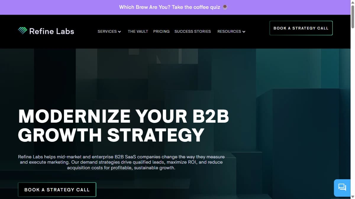 Refine Labs demand generation agency homepage — B2B SaaS pipeline and demand creation