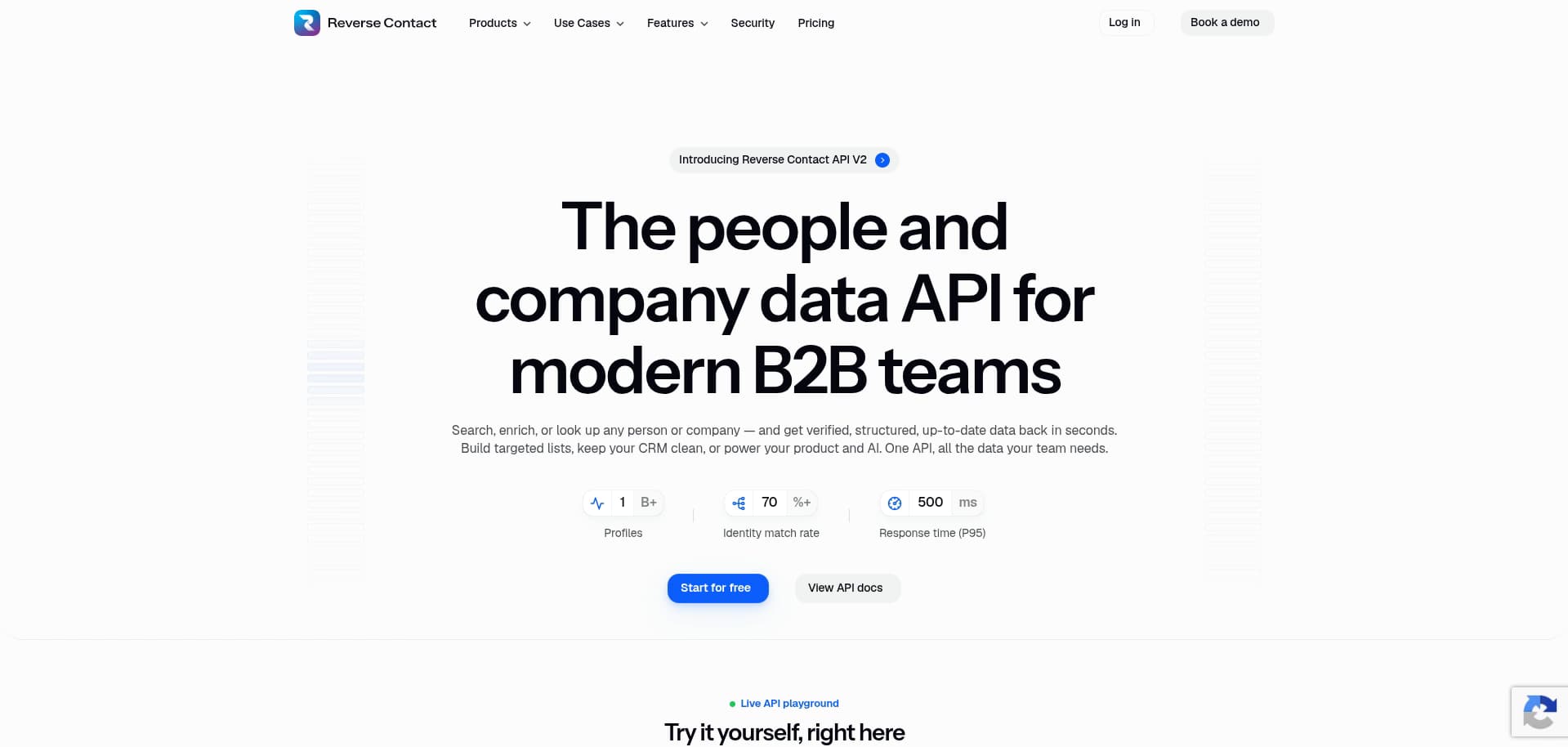 Reverse Contact homepage — Coresignal alternative with fresh B2B people and company data and identity resolution