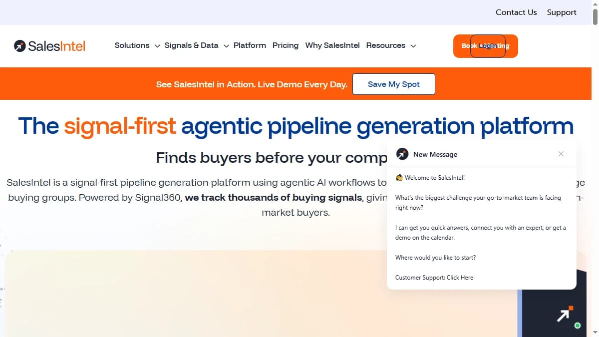 SalesIntel homepage showing human-verified B2B contacts for telemarketing and inside sales